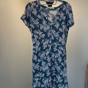 Loft Blue and Pink Floral Dress